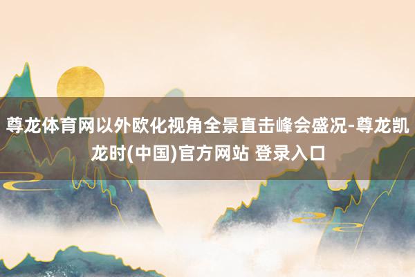 尊龙体育网以外欧化视角全景直击峰会盛况-尊龙凯龙时(中国)官方网站 登录入口