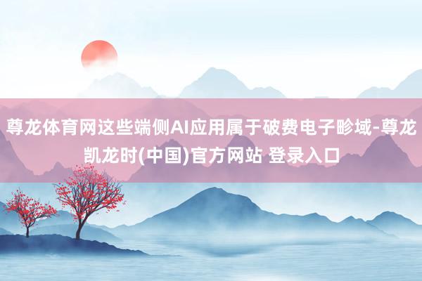 尊龙体育网这些端侧AI应用属于破费电子畛域-尊龙凯龙时(中国)官方网站 登录入口