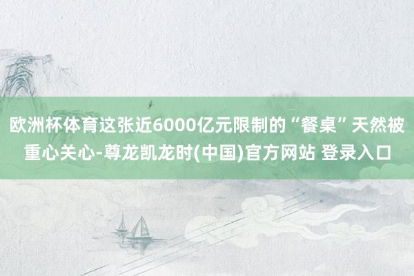 欧洲杯体育这张近6000亿元限制的“餐桌”天然被重心关心-尊龙凯龙时(中国)官方网站 登录入口
