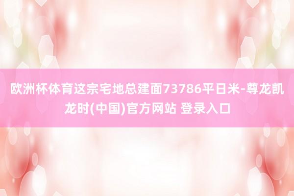 欧洲杯体育这宗宅地总建面73786平日米-尊龙凯龙时(中国)官方网站 登录入口