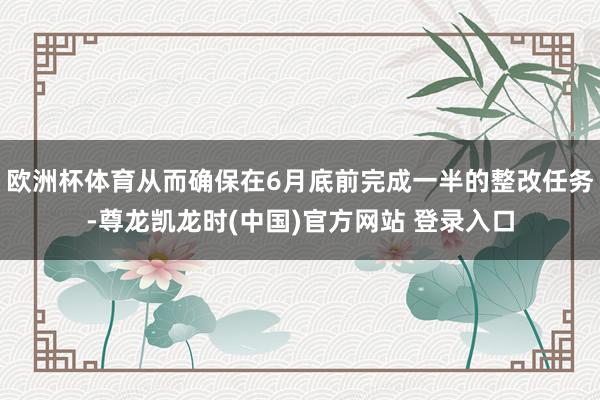 欧洲杯体育从而确保在6月底前完成一半的整改任务-尊龙凯龙时(中国)官方网站 登录入口