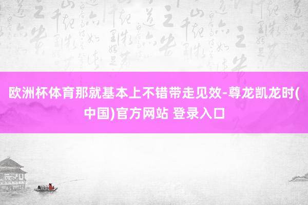 欧洲杯体育那就基本上不错带走见效-尊龙凯龙时(中国)官方网站 登录入口