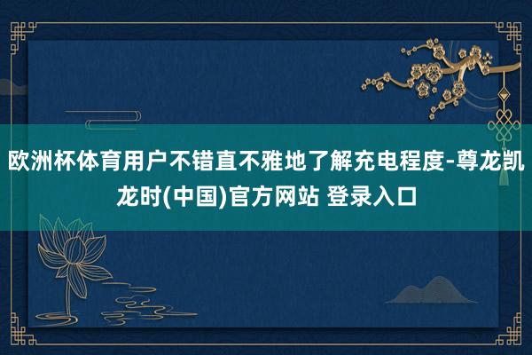 欧洲杯体育用户不错直不雅地了解充电程度-尊龙凯龙时(中国)官方网站 登录入口
