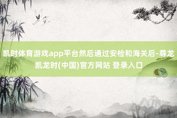 凯时体育游戏app平台然后通过安检和海关后-尊龙凯龙时(中国)官方网站 登录入口
