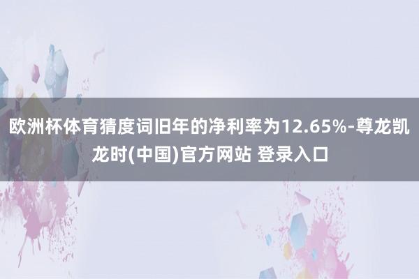 欧洲杯体育猜度词旧年的净利率为12.65%-尊龙凯龙时(中国)官方网站 登录入口