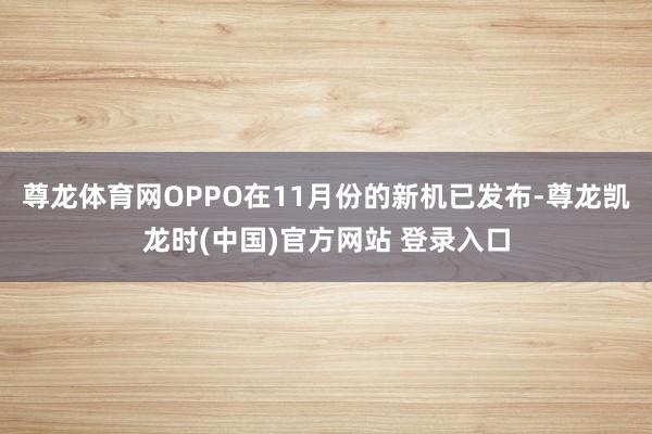 尊龙体育网OPPO在11月份的新机已发布-尊龙凯龙时(中国)官方网站 登录入口