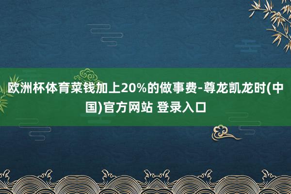 欧洲杯体育菜钱加上20%的做事费-尊龙凯龙时(中国)官方网站 登录入口