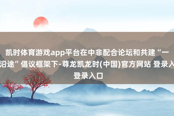 凯时体育游戏app平台在中非配合论坛和共建“一带沿途”倡议框架下-尊龙凯龙时(中国)官方网站 登录入口