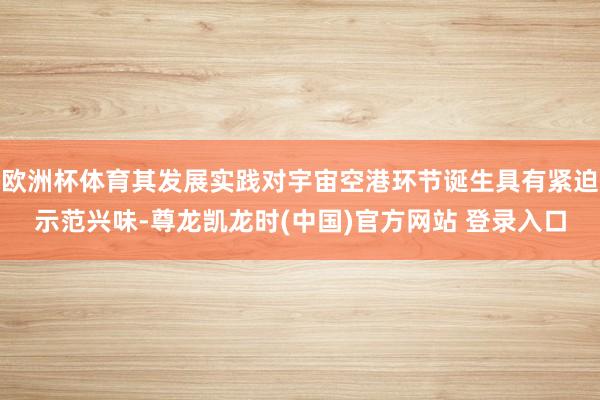 欧洲杯体育其发展实践对宇宙空港环节诞生具有紧迫示范兴味-尊龙凯龙时(中国)官方网站 登录入口